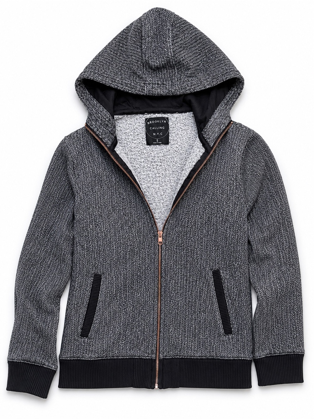 NYC Heathered Gray Zip Hoodie Jacket
